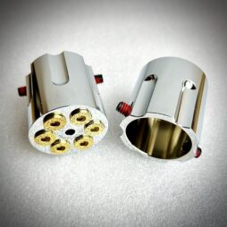 .38 Caliber Axle Covers for Harley-Davidson and Customs.