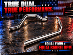 True Dual Head Pipes for Harley Baggers 1995-2016 (Chrome or Black)